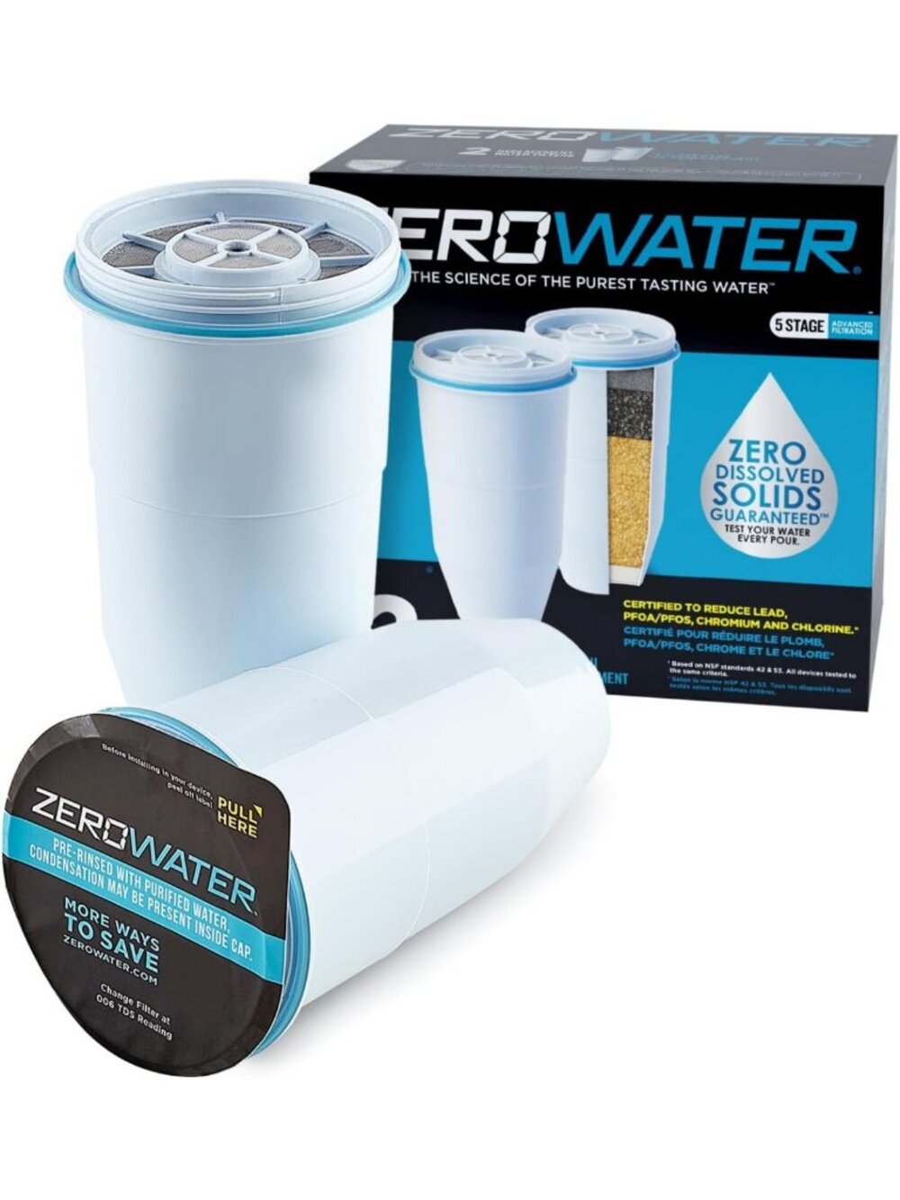 Replacement Water Filters 2-Pack - Removes PFOA/PFOS for Pure Clean Water